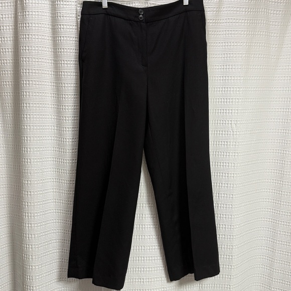 Talbots Greenwich Elegant Black Wide-Leg Pants SZ 12P petite work career twill - Picture 2 of 8
